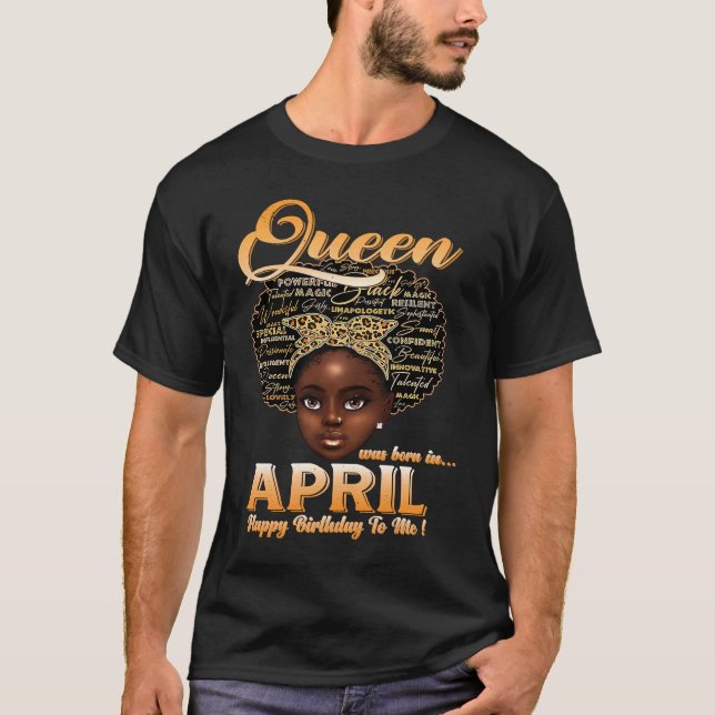 T-shirt Femme Reine Est Née En Avril Joyeux Anniversaire (Devant)