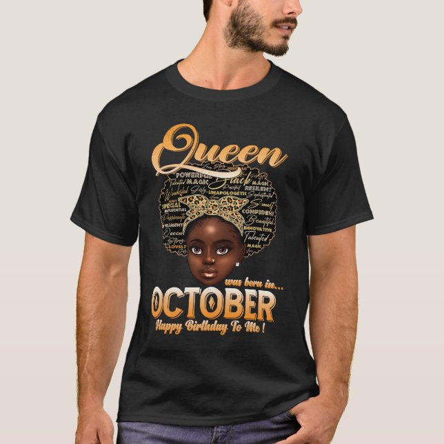 T-shirt Femme Reine Fille Est Née En Octobre Bonne Naissan (Devant)