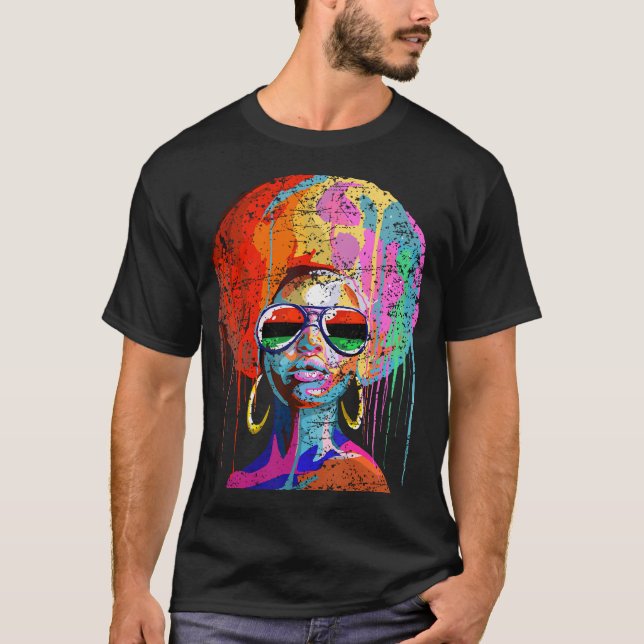 T-shirt Femme Reine noire Afro Melanin Driving Junetent (Devant)
