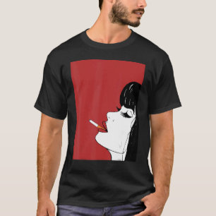 T-shirt Femme rétro Face Dame fille noir cheveux blanc Coo