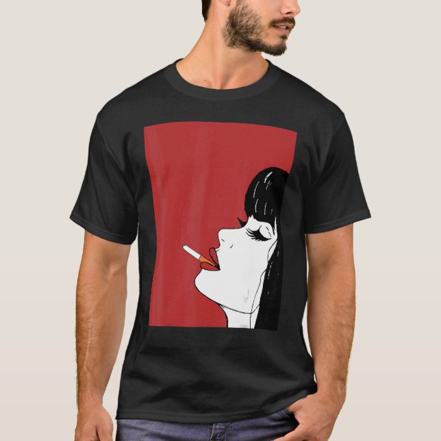 T-shirt Femme rétro Face Dame fille noir cheveux blanc Coo (Devant)