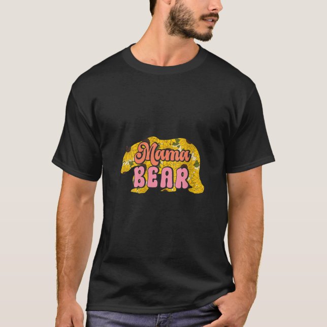 T-shirt Femme Retro Mama Ours Fleur Mama Fête des mères V (Devant)