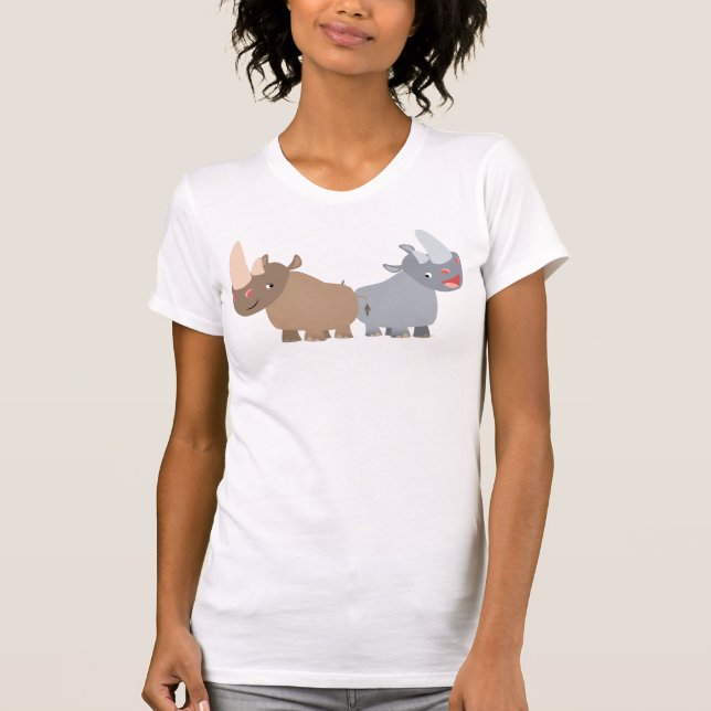 T-shirt femme Rhinos deux caricatures (Devant)