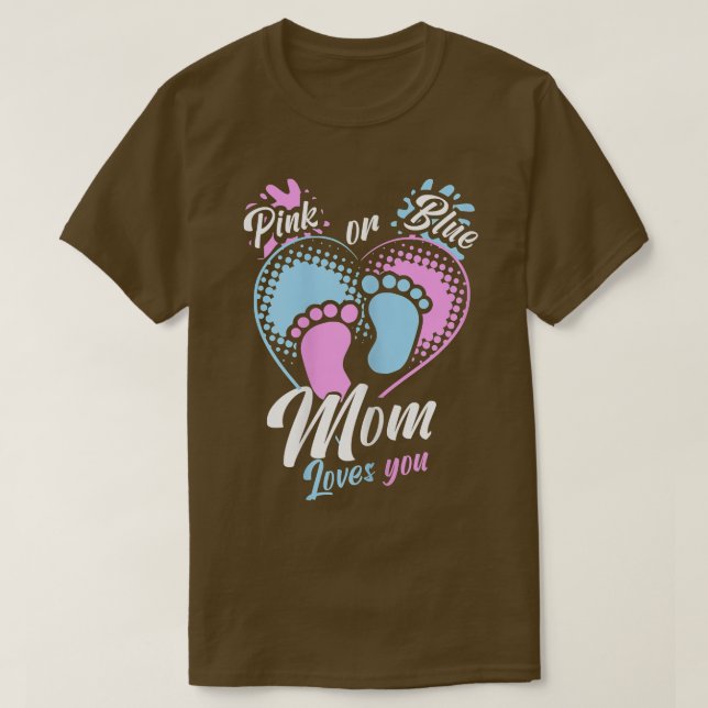 T-shirt Femme Rose Ou Bleu Maman Vous Aime Genre Révéler P (Design devant)