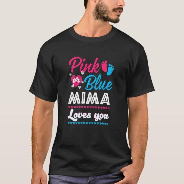T-shirt Femme Rose Ou Bleu Mima Vous Aime Genre Révéler B (Devant)