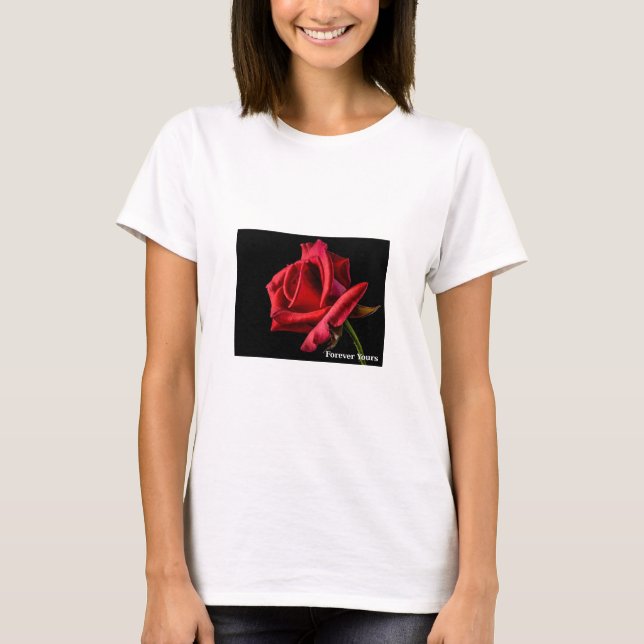 T-shirt femme Rose rouge pour toujours - Romantiqu (Devant)