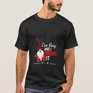 T-shirt Femme Rouge Gnome Je suis sexy et je le sais V Nec