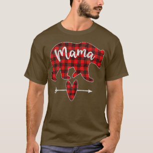 T-shirt Femme Rouge Plaid Mama Ours Rouge Buffalo Plaid Ma
