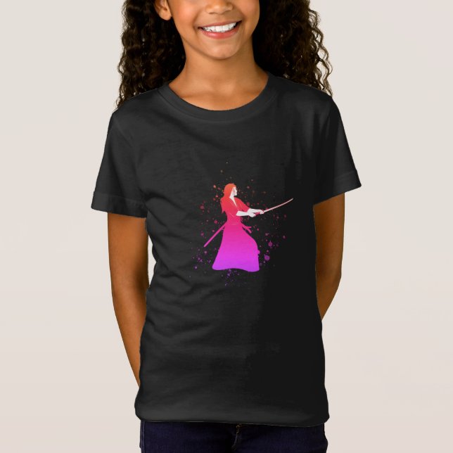 T-Shirt Femme Samurai guerrière avec épée (Devant)