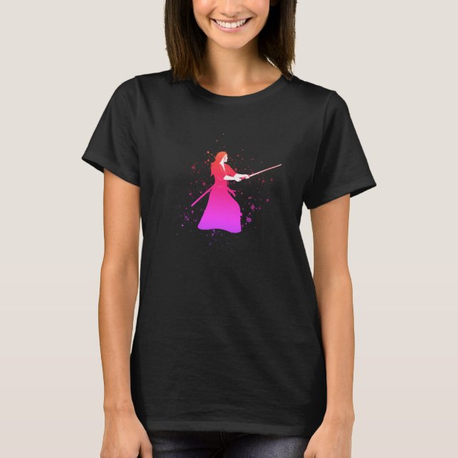 T-shirt Femme Samurai guerrière avec épée (Devant)