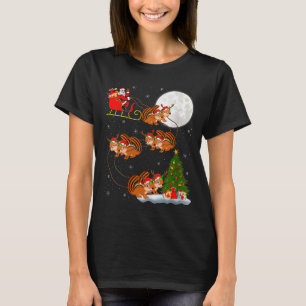 T-shirt Femme Santa écureuil traîneau volant drôle magique