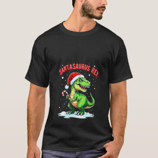 T-shirt Femme Santasaurus Rex Drôle Dinosaure Noël Santa H