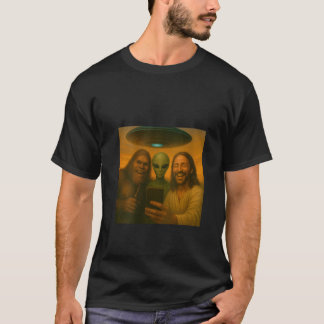 T-shirt Femme Selfie Bigfoot Jésus Alien Cryptide Drôle Sa