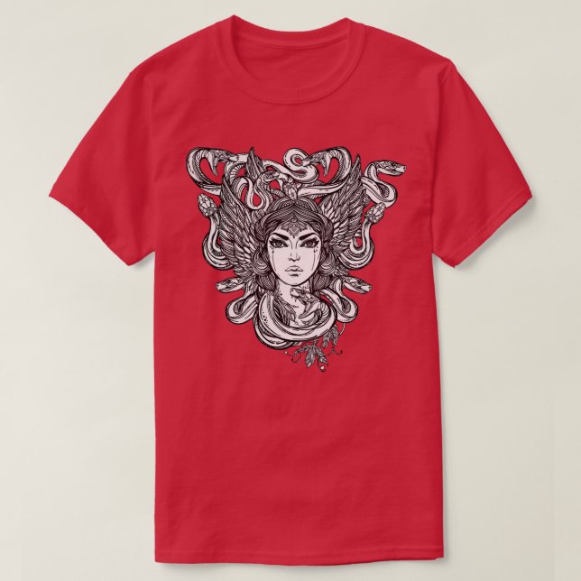 T-shirt Femme serpent Medusa avec des serpents pour les ch (Design devant)