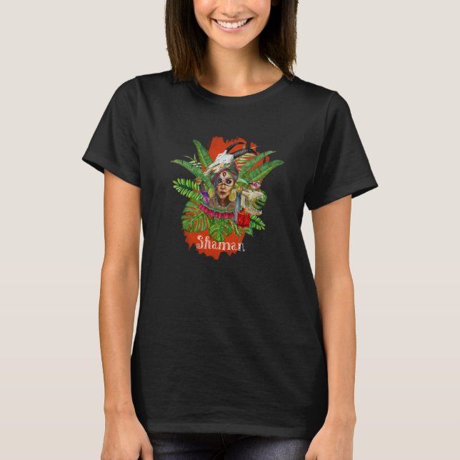 T-shirt Femme Shaman au crâne animal (Devant)