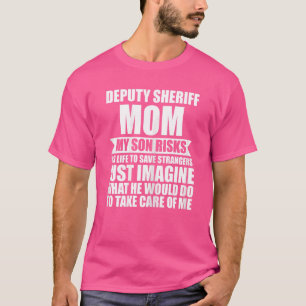 T-shirt Femme Sheriff Maman Mon Fils Risque Sa Vie De