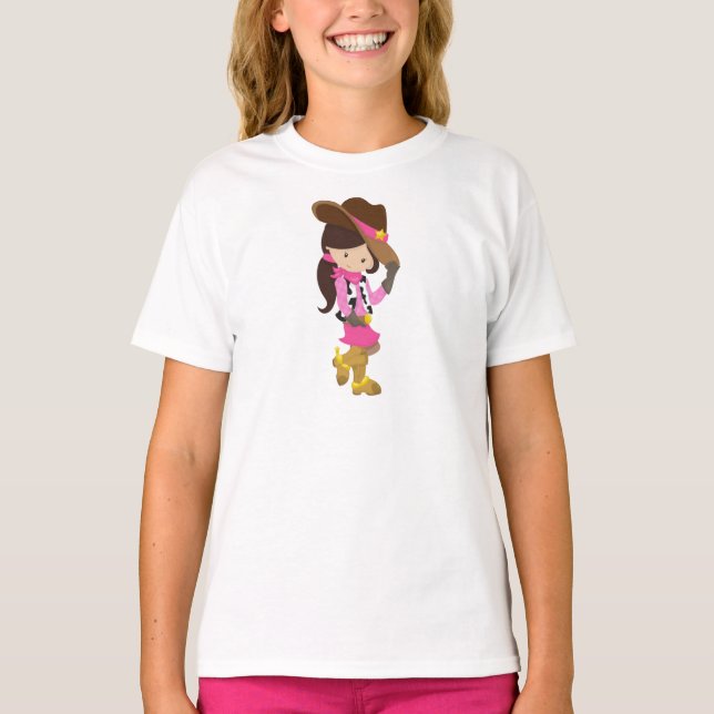 T-shirt Femme, Sheriff, Ouest, Pays, Cheveux Brown (Devant)