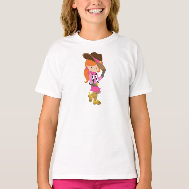 T-shirt Femme, Sheriff, Ouest, Pays, Cheveux orange (Devant)
