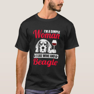 T-shirt Femme Simple J'Aime Le Vin Et Le Beagle