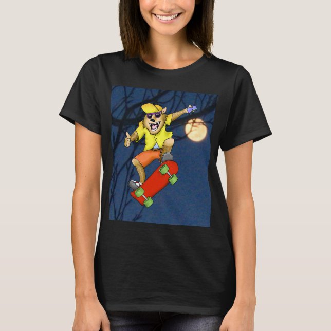 T-shirt Femme Skateboarder Werewolf (Devant)