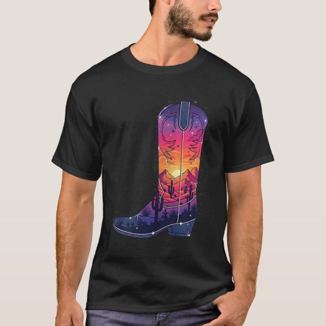 T-shirt Femme Sky Cowgirl Boot Desert Sunset Dreamers Boh (Devant)