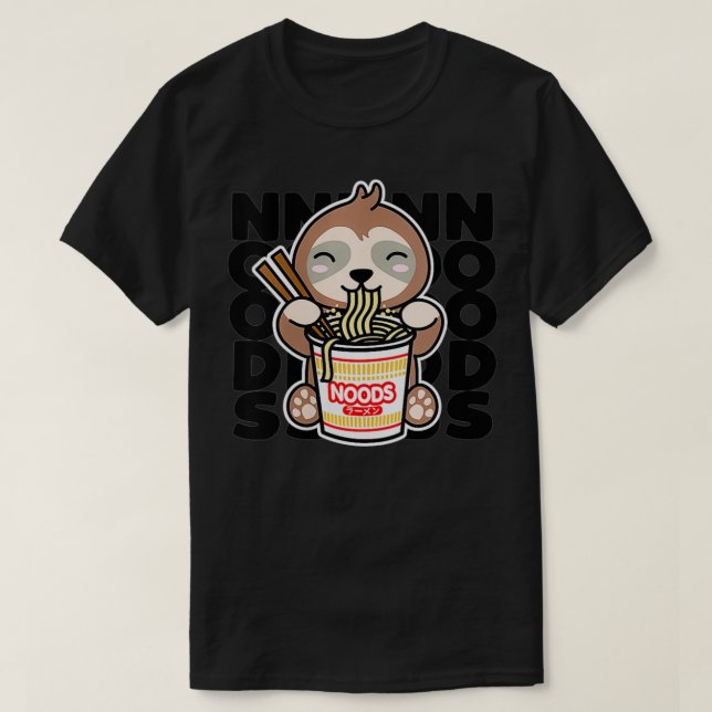 T-shirt Femme Sloth Manger Des nouilles Instantanées Cute  (Design devant)