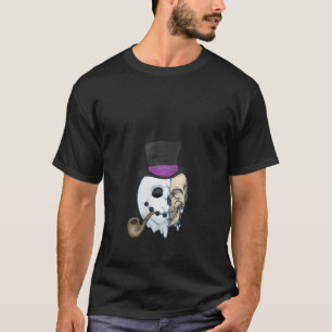 T-shirt Femme Snowman Crâne Noël Col V Non Conventionnel