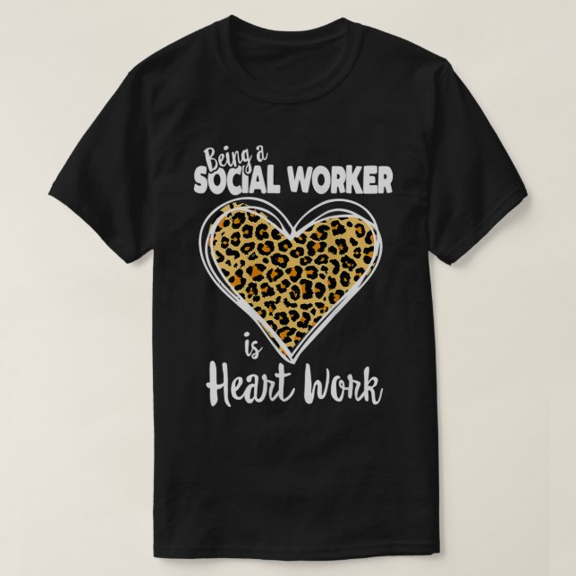 T-shirt Femme Social Worker Tee Cute Leopard Plaid Don f (Design devant)