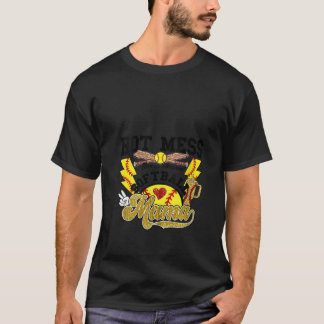 T-shirt Femme Softball Mama Hot Mess Toujours Stress Coqu