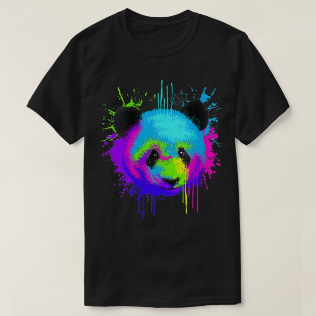 T-shirt Femme Splash Art Panda Cadeau Animal Panda Ours Lo (Design devant)