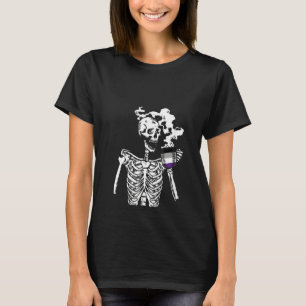 T-shirt Femme Squelette Boire Café Fierté Asexuelle Squele
