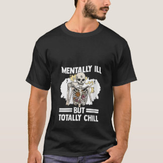 T-shirt Femme Squelette Boire Café Santé mentale Awar