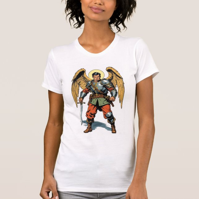 T-shirt femme St Michael de style rétro BD (Devant)