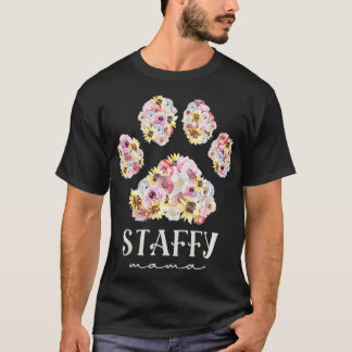 T-shirt Femme Staffy Mama Floral Chien Paw Staffordshire B