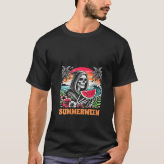T-shirt Femme Summerween Skeleton Plage tropicale Scène V