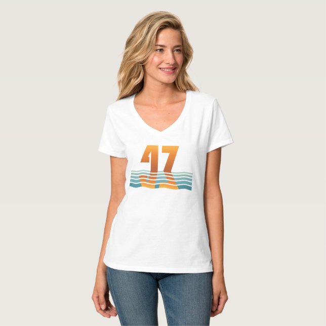 T-Shirt Femme Sunset 47 Col V 2 Faces V2 (Devant entier)