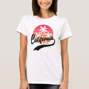 T-shirt femme Sunset Retro de Californie blanche