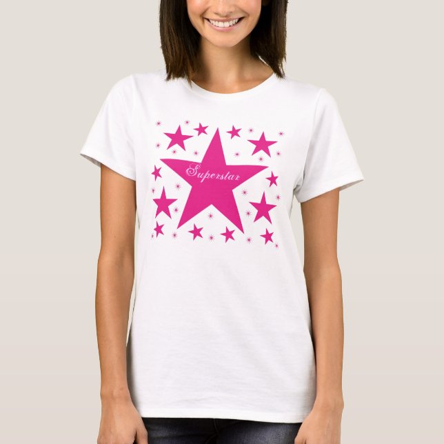 T-shirt femme super star, rose (Devant)