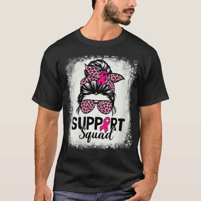 T-shirt Femme Support Squad Messy Bun Pink Bleached Leopa (Devant)