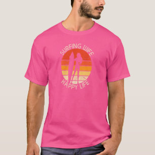 T-shirt Femme Surf Femme Happy Life Beach Sup Longboard