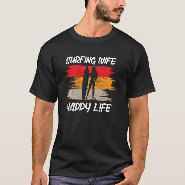 T-shirt Femme Surf Femme Happy Life Beach Sup Longboard (Devant)