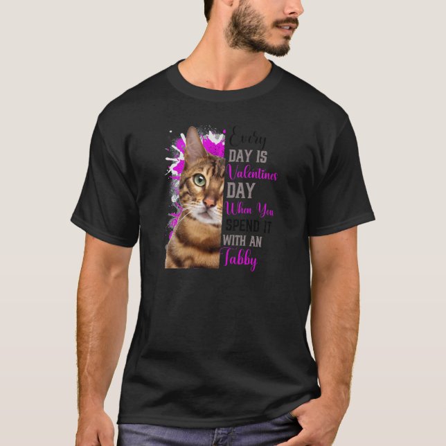T-shirt Femme Tabby Chat Maman Valentines Jour Chat Mama M (Devant)