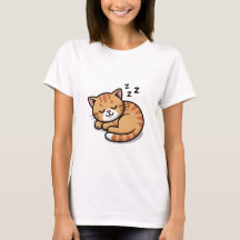 T-Shirt femme Tabby Chat Orange dormant mignon