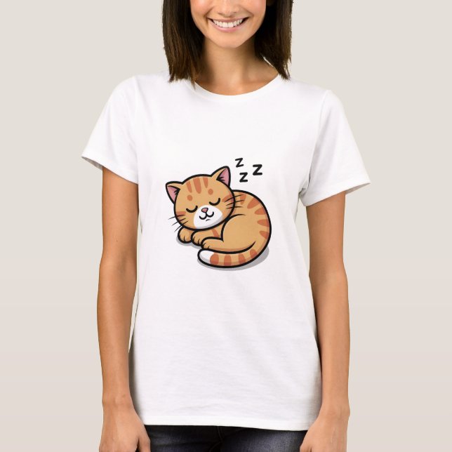 T-Shirt femme Tabby Chat Orange dormant mignon (Devant)