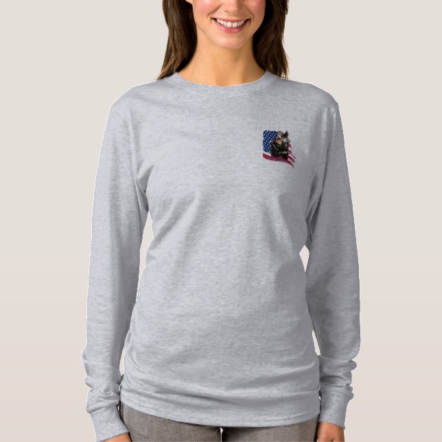 T-shirt Femme TacticalCivics Guerrier de prière Long Manch (Devant)