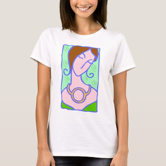 T-shirt Femme Taureau des années 1920 avec symbole vert (Devant)