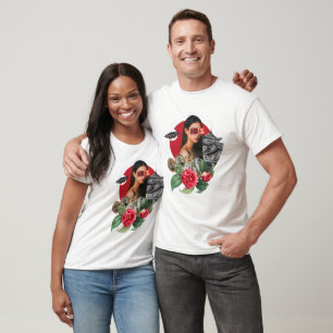 T-shirt Femme, Temple, Collage de fleurs