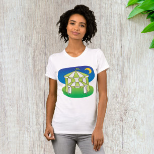 T-shirt Femme Tente Cirque Vert Et Blanc