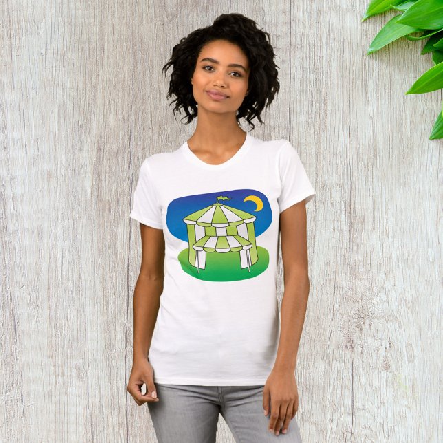 T-shirt Femme Tente Cirque Vert Et Blanc (Créateur téléchargé)