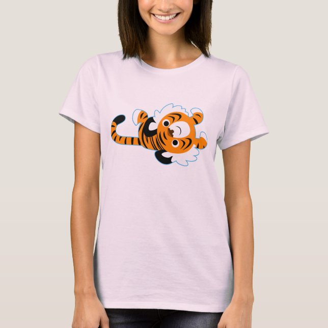 T-Shirt Femme Tiger Cartoon Facile (Devant)
